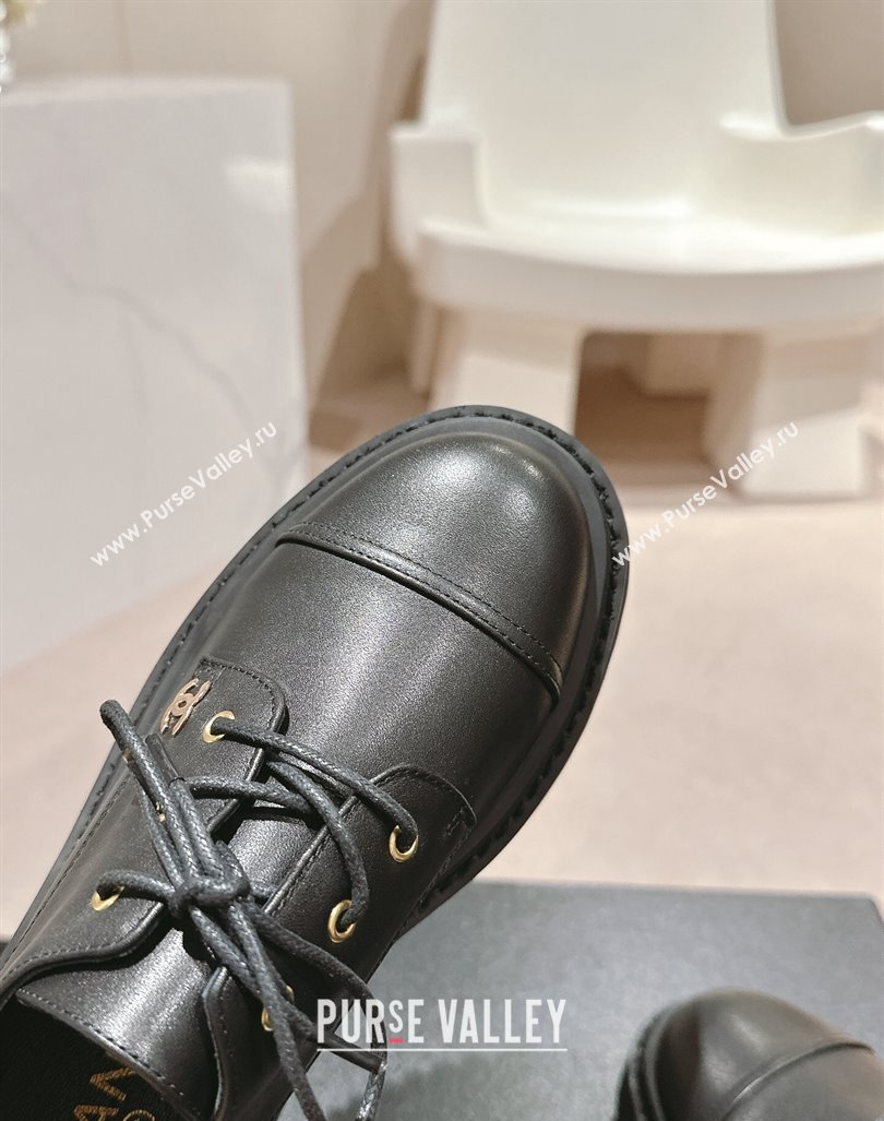 Chanel Calfskin Lace-up Shoes Black 2024 CH091011 (MD-240910067)