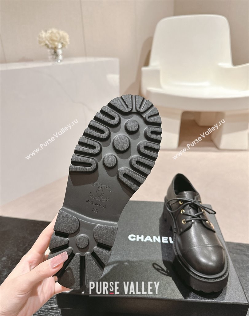 Chanel Calfskin Lace-up Shoes Black 2024 CH091011 (MD-240910067)