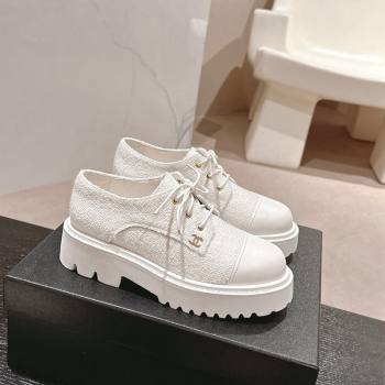 Chanel Tweed Lace-up Shoes White 2024 CH091011 (MD-240910068)