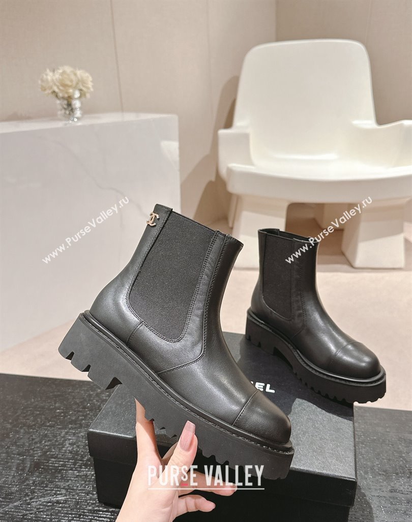 Chanel Calfskin Chelsea Platform Ankle Boots Black 2024 CH090906 (MD-240909085)