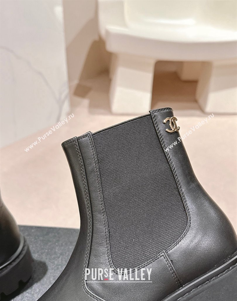 Chanel Calfskin Chelsea Platform Ankle Boots Black 2024 CH090906 (MD-240909085)