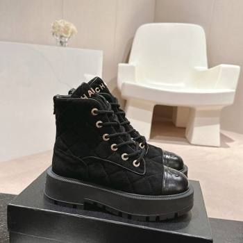 Chanel Suede Lace-up Platform Ankle Boots Black2024 CH090905 (MD-240909071)