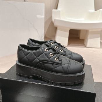 Chanel Quilted Aged Calfskin Lace-up Shoes Black 2024 CH090905 (MD-240909076)