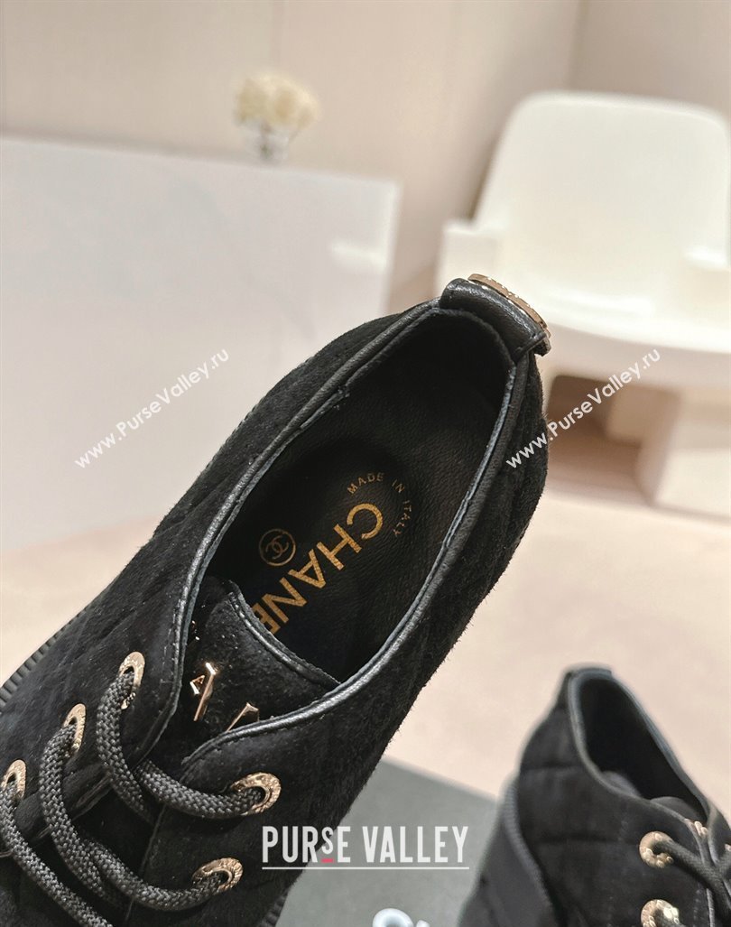 Chanel Suede Lace-up Shoes Black 2024 CH090905 (MD-240909077)