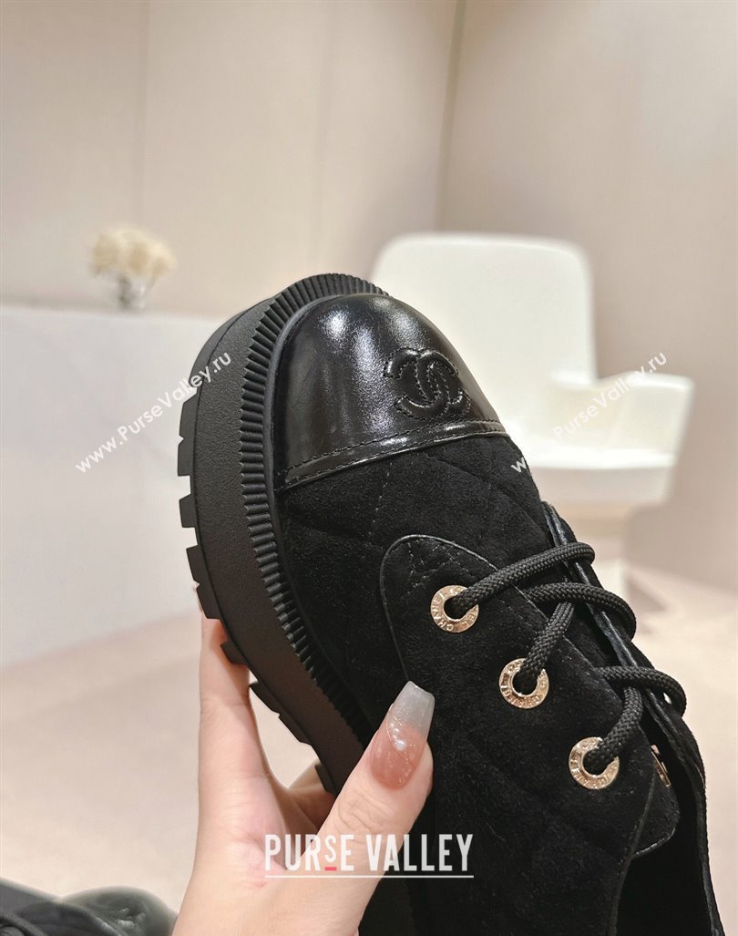 Chanel Suede Lace-up Shoes Black 2024 CH090905 (MD-240909077)