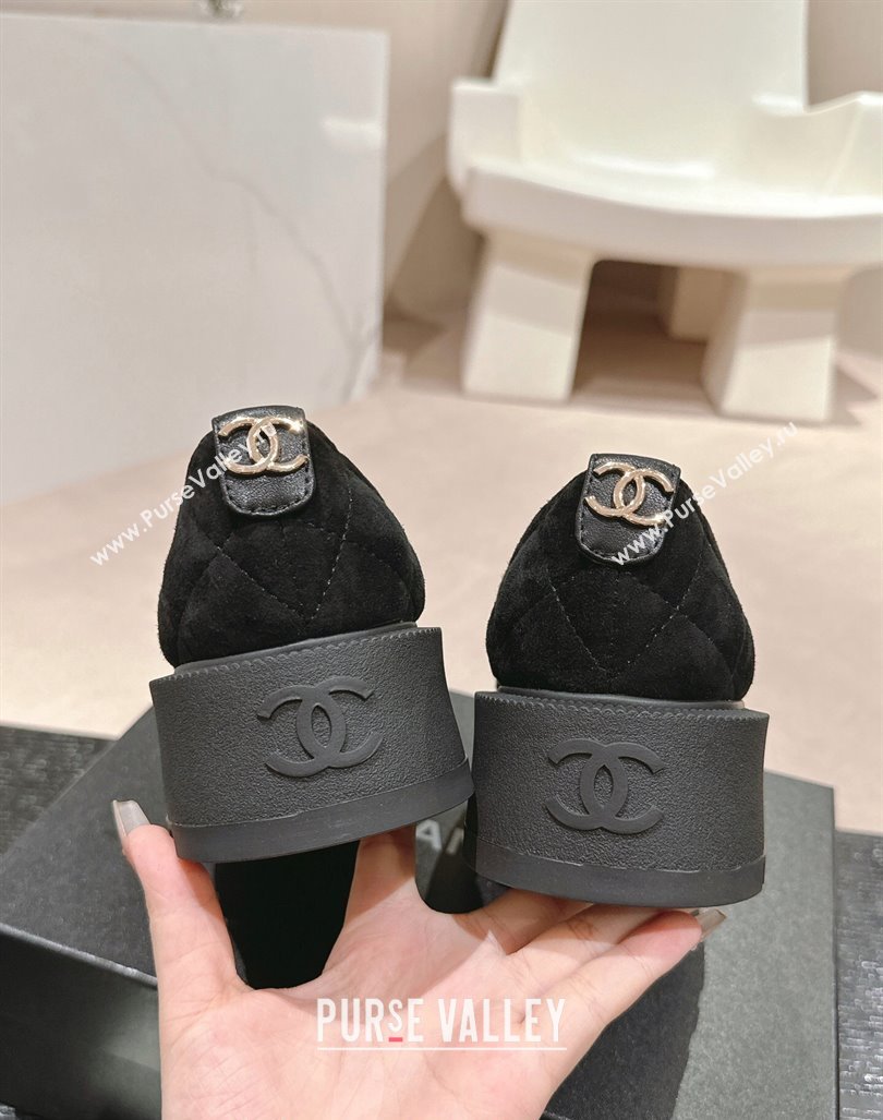 Chanel Suede Lace-up Shoes Black 2024 CH090905 (MD-240909077)