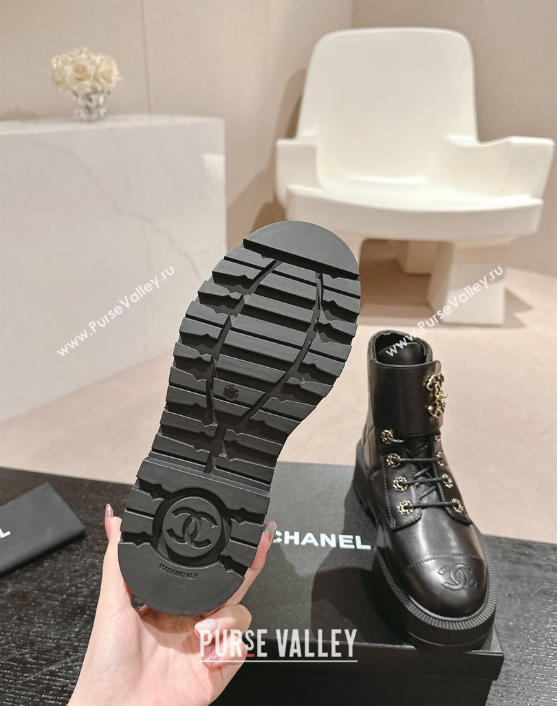 Chanel Quilted Calfskin Lace-up Platform Ankle Boots Black 2024 CH090903 (MD-240909045)