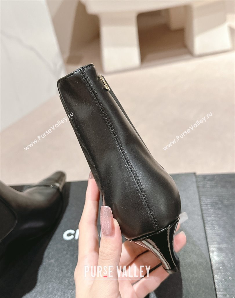 Chanel Calfskin Leather Heel Pointed Ankle Boots Black 2024 CH090908 (MD-240909097)