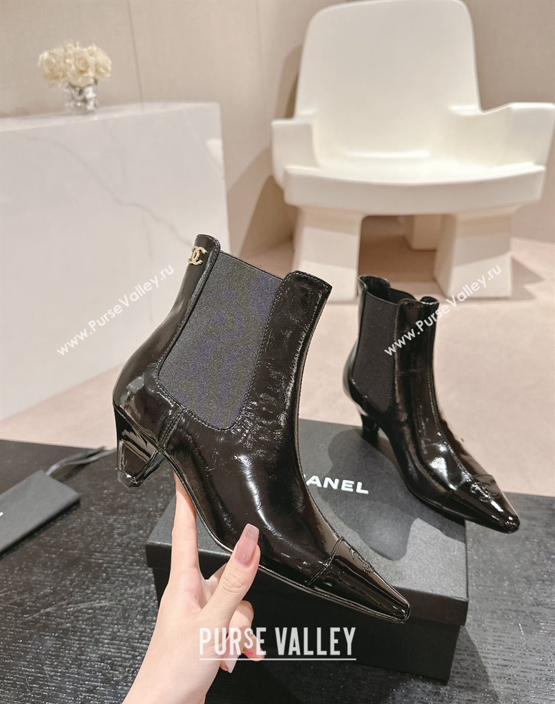 Chanel Calfskin Heel Pointed Ankle Boots Black 2024 CH090908 (MD-240909099)