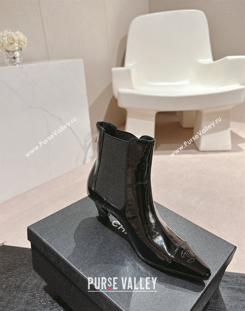 Chanel Calfskin Heel Pointed Ankle Boots Black 2024 CH090908 (MD-240909099)