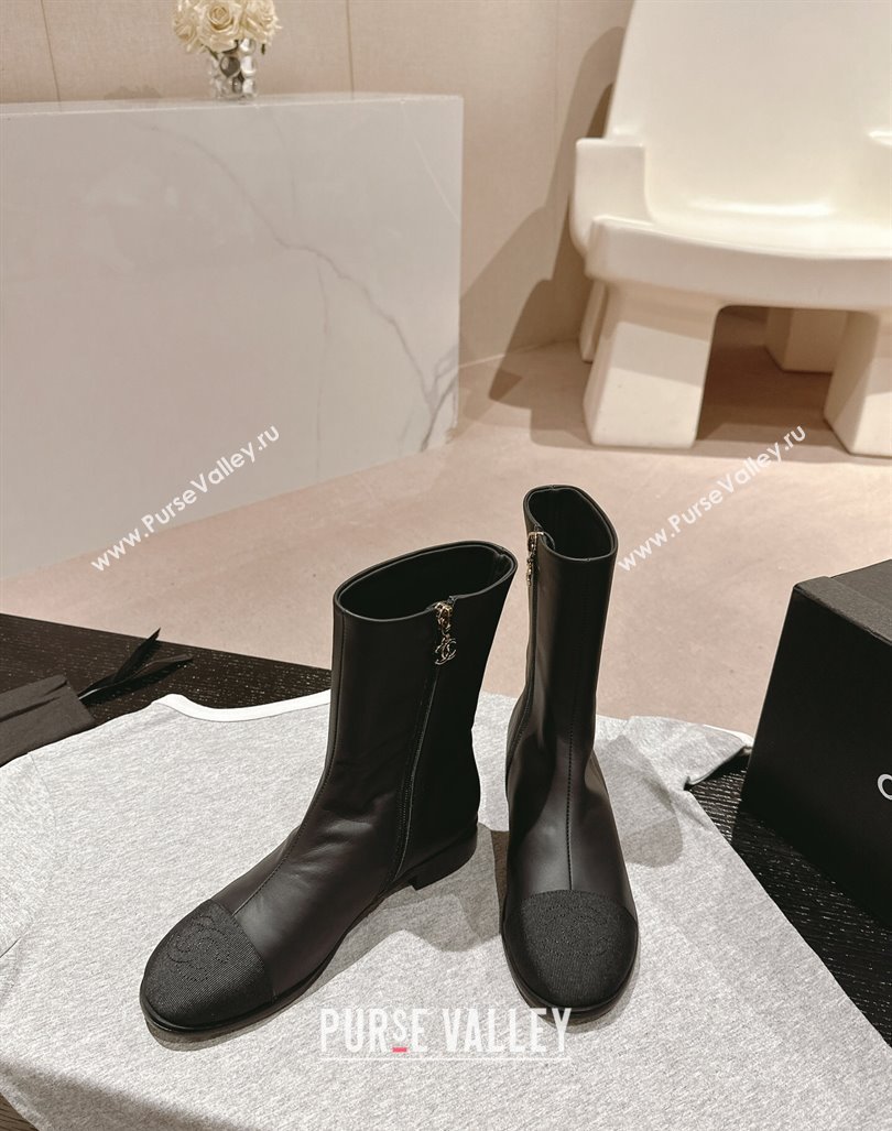 Chanel Calfskin Flat Ankle Boots Black 2024 CH091001 (MD-240910003)