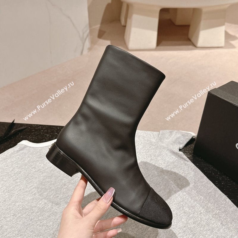 Chanel Calfskin Flat Ankle Boots Black 2024 CH091001 (MD-240910003)