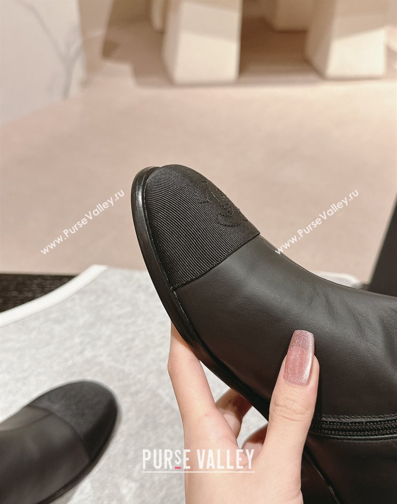 Chanel Calfskin Flat Ankle Boots Black 2024 CH091001 (MD-240910003)