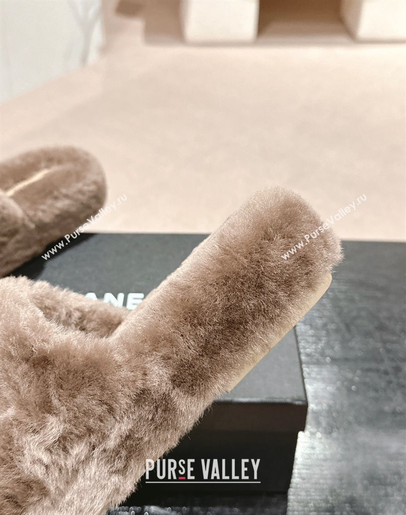 Chanel Wool Fur Flat Mules Light Brown 2024 CH091002 (MD-240910005)