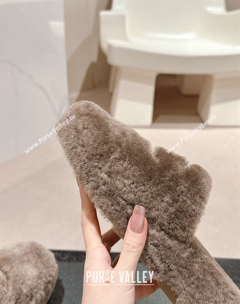 Chanel Wool Fur Flat Mules Light Brown 2024 CH091002 (MD-240910005)