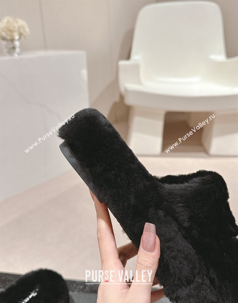 Chanel Wool Fur Flat Mules Black 2024 CH091002 (MD-240910007)