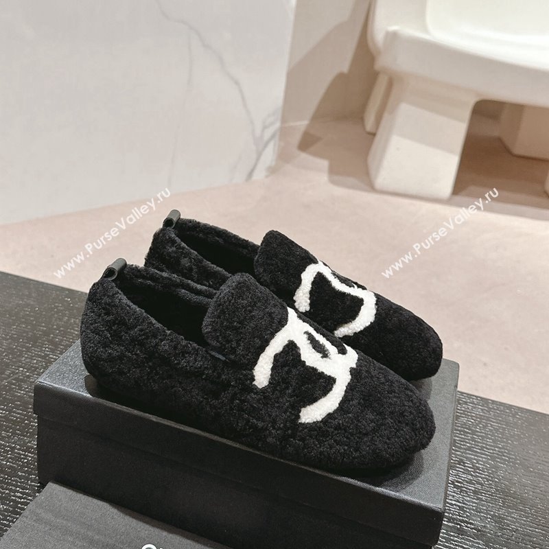 Chanel Wool Fur Flat CC Loafers Black 2024 CH091003 (MD-240910008)