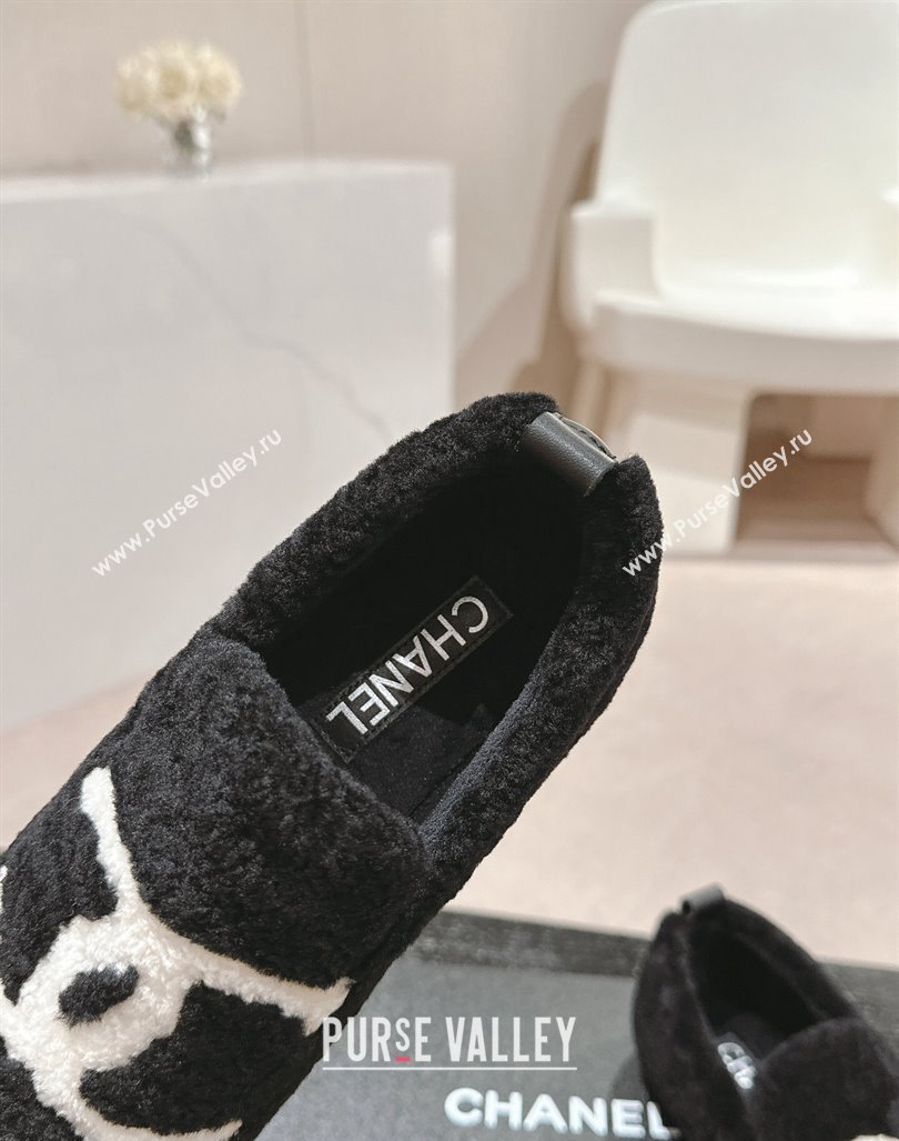 Chanel Wool Fur Flat CC Loafers Black 2024 CH091003 (MD-240910008)