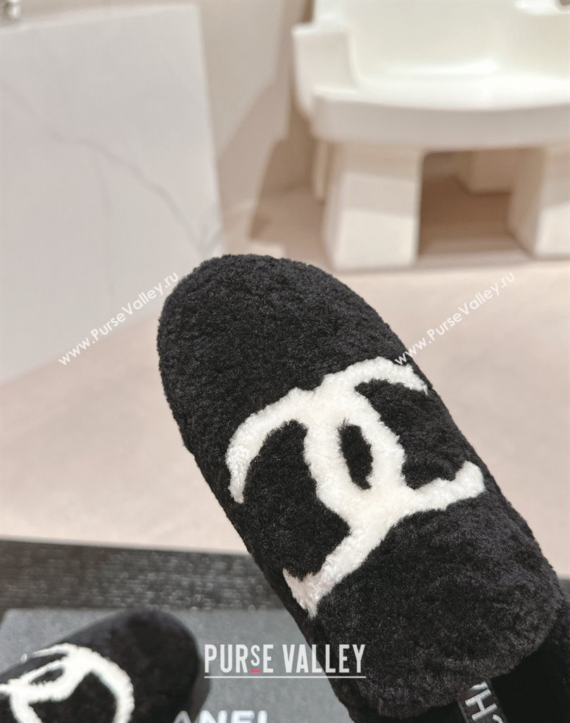 Chanel Wool Fur Flat CC Loafers Black 2024 CH091003 (MD-240910008)