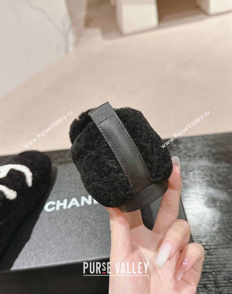 Chanel Wool Fur Flat CC Loafers Black 2024 CH091003 (MD-240910008)