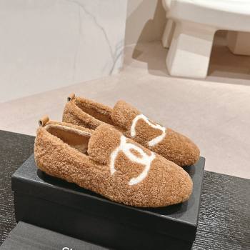 Chanel Wool Fur Flat CC Loafers Brown 2024 CH091003 (MD-240910009)