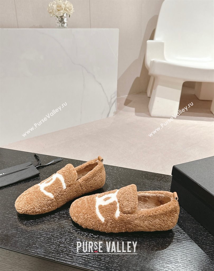 Chanel Wool Fur Flat CC Loafers Brown 2024 CH091003 (MD-240910009)