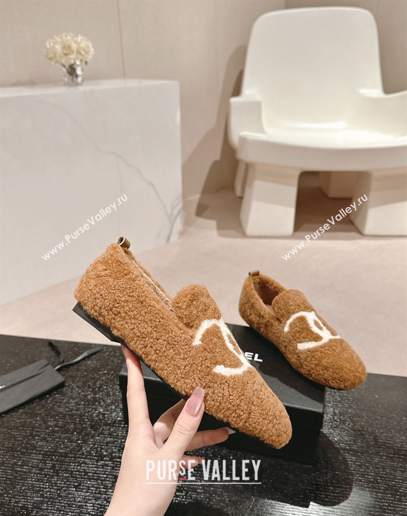 Chanel Wool Fur Flat CC Loafers Brown 2024 CH091003 (MD-240910009)