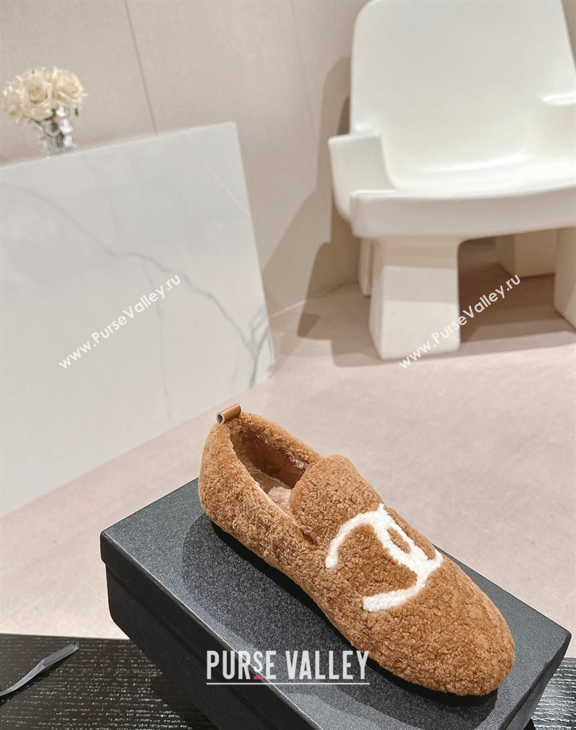 Chanel Wool Fur Flat CC Loafers Brown 2024 CH091003 (MD-240910009)