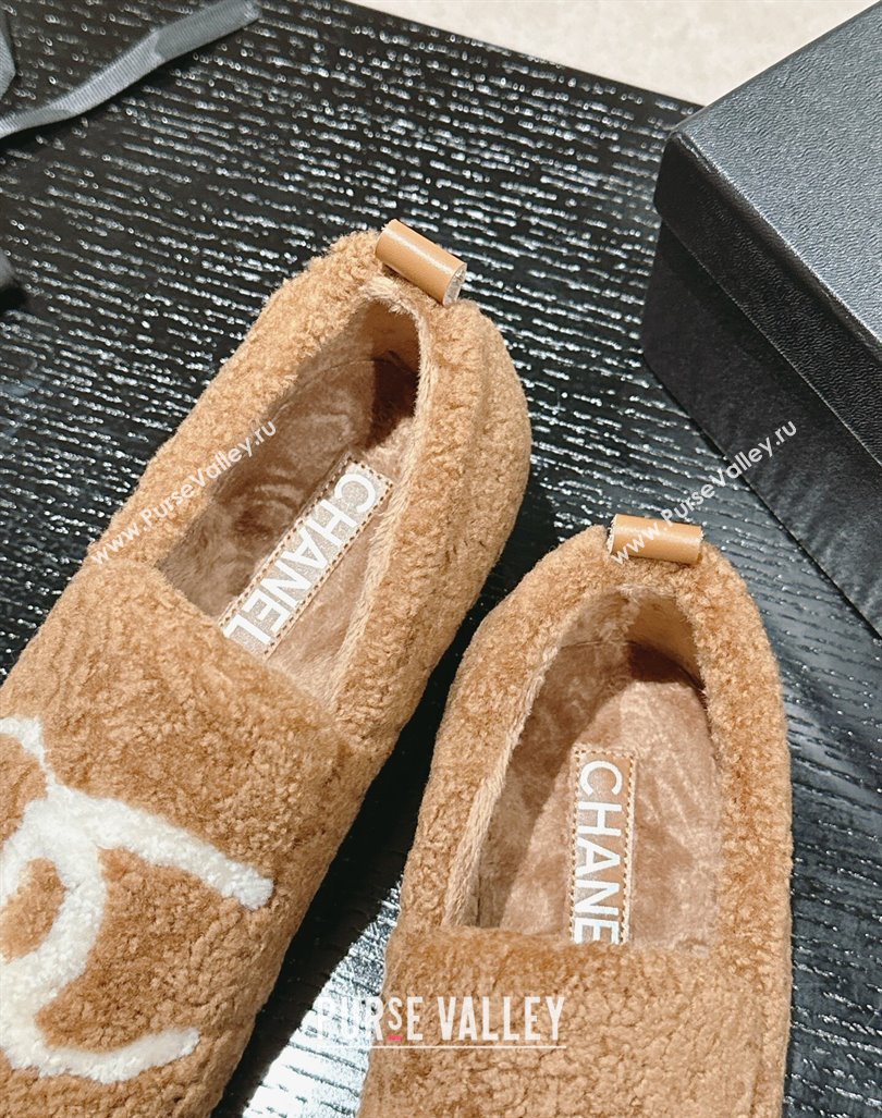 Chanel Wool Fur Flat CC Loafers Brown 2024 CH091003 (MD-240910009)