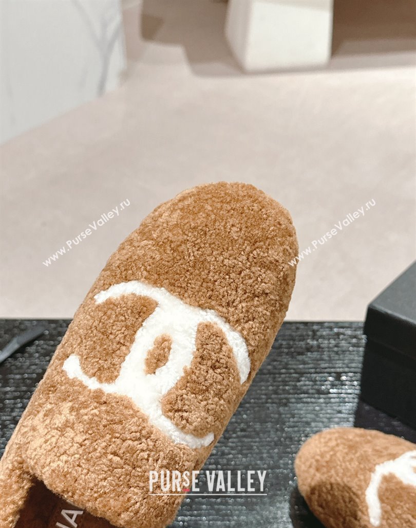 Chanel Wool Fur Flat CC Loafers Brown 2024 CH091003 (MD-240910009)