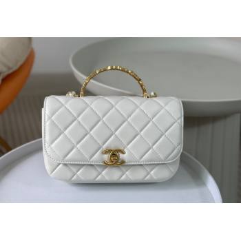 Chanel Lambskin Small Messenger Flap bag with CC Top Handle White 2024 AS4835 (SM-240926039)