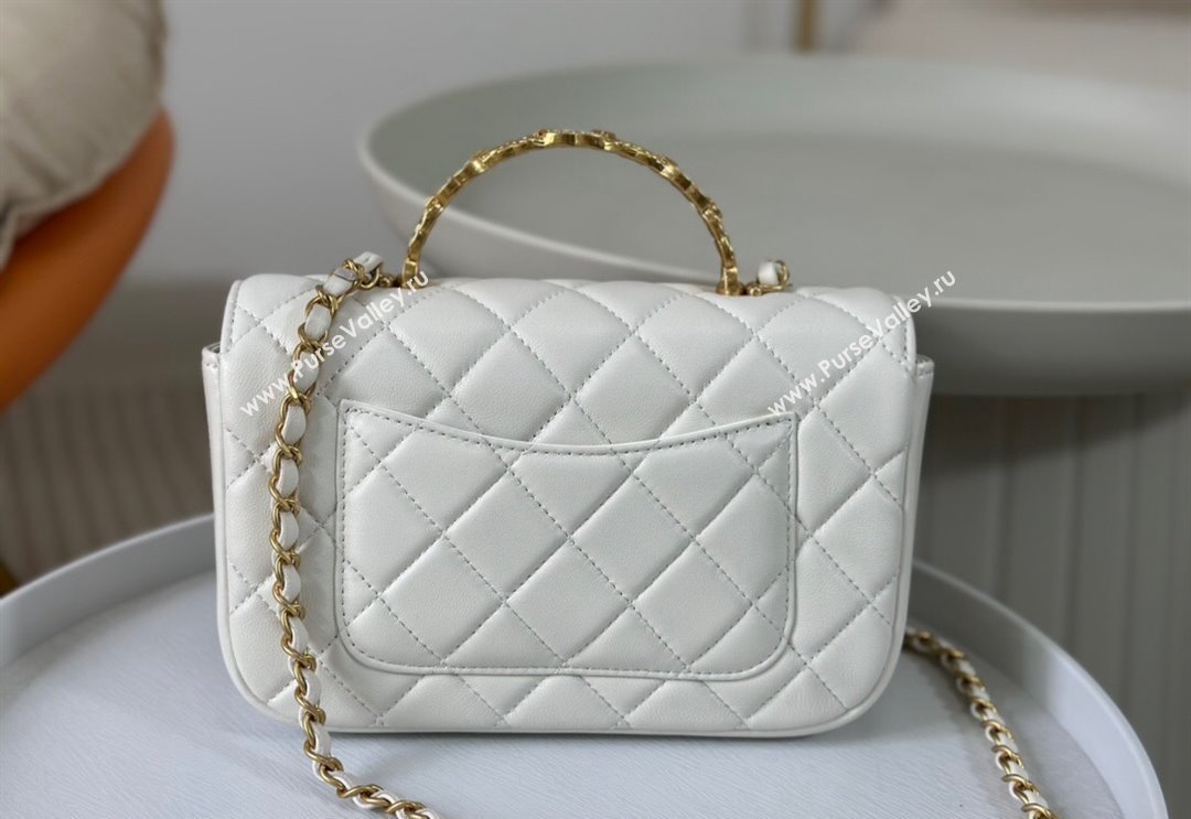 Chanel Lambskin Small Messenger Flap bag with CC Top Handle White 2024 AS4835 (SM-240926039)