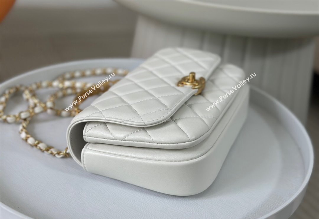 Chanel Lambskin Small Messenger Flap bag with CC Top Handle White 2024 AS4835 (SM-240926039)