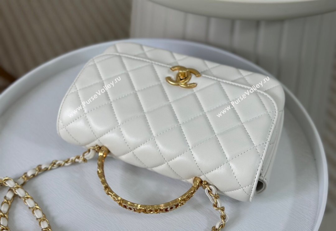 Chanel Lambskin Small Messenger Flap bag with CC Top Handle White 2024 AS4835 (SM-240926039)