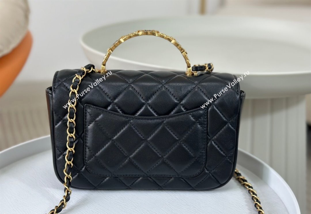 Chanel Lambskin Small Messenger Flap bag with CC Top Handle Black 2024 AS4835 (SM-240926040)