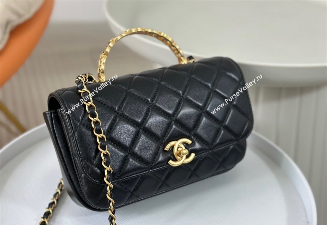 Chanel Lambskin Small Messenger Flap bag with CC Top Handle Black 2024 AS4835 (SM-240926040)