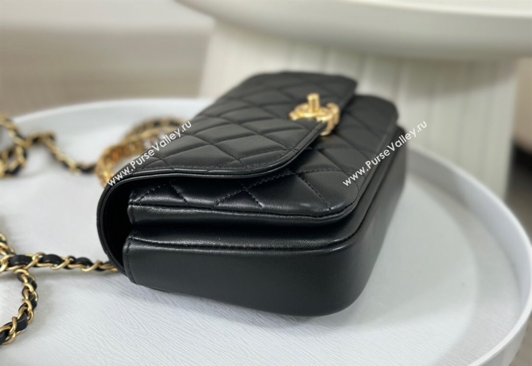 Chanel Lambskin Small Messenger Flap bag with CC Top Handle Black 2024 AS4835 (SM-240926040)