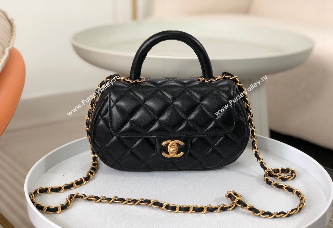 Chanel Lambskin Small Flap Bag with Top Handle AS4573 Black 2024 (SM-240926041)