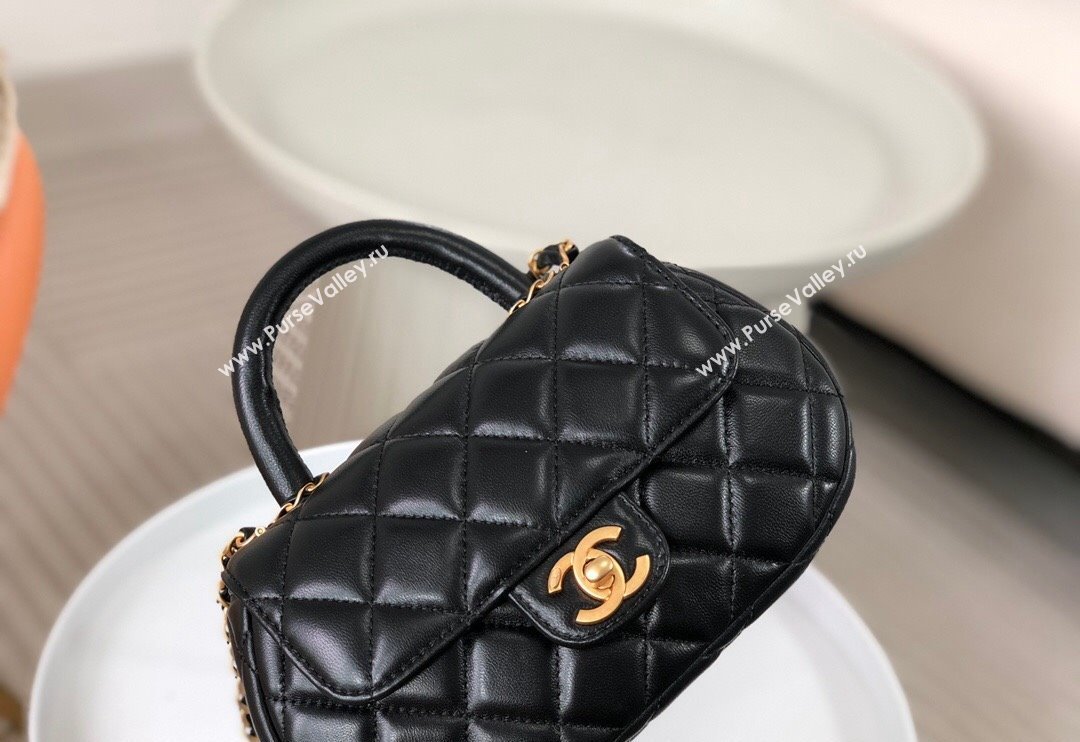 Chanel Lambskin Small Flap Bag with Top Handle AS4573 Black 2024 (SM-240926041)