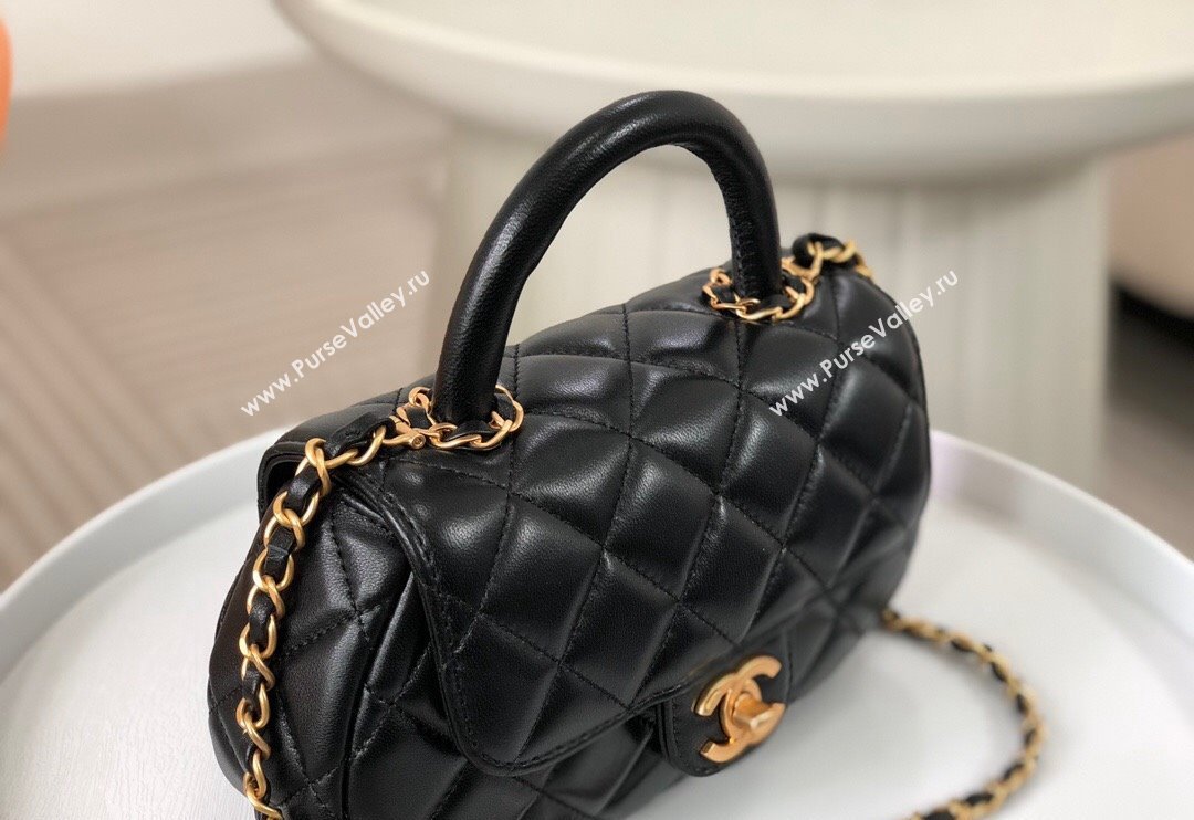 Chanel Lambskin Small Flap Bag with Top Handle AS4573 Black 2024 (SM-240926041)