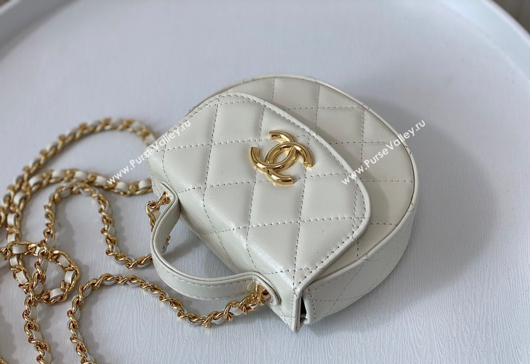 Chanel Shiny Calfskin Mini Saddle Flap bag with Top Handle White 2024 A96011 (SM-240926043)