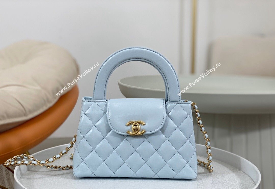 Chanel Shiny Calfskin Mini Shopping Bag AS4416 Blue2 2024 (SM-240927060)