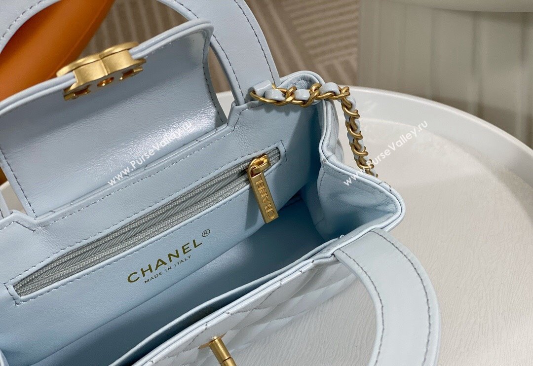 Chanel Shiny Calfskin Mini Shopping Bag AS4416 Blue2 2024 (SM-240927060)