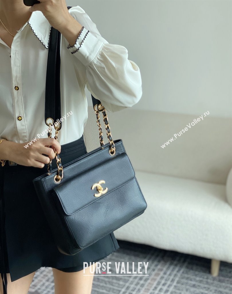 Chanel Grained Calfskin Shopping Bag AS6706 Black 2024 (SM-240926034)