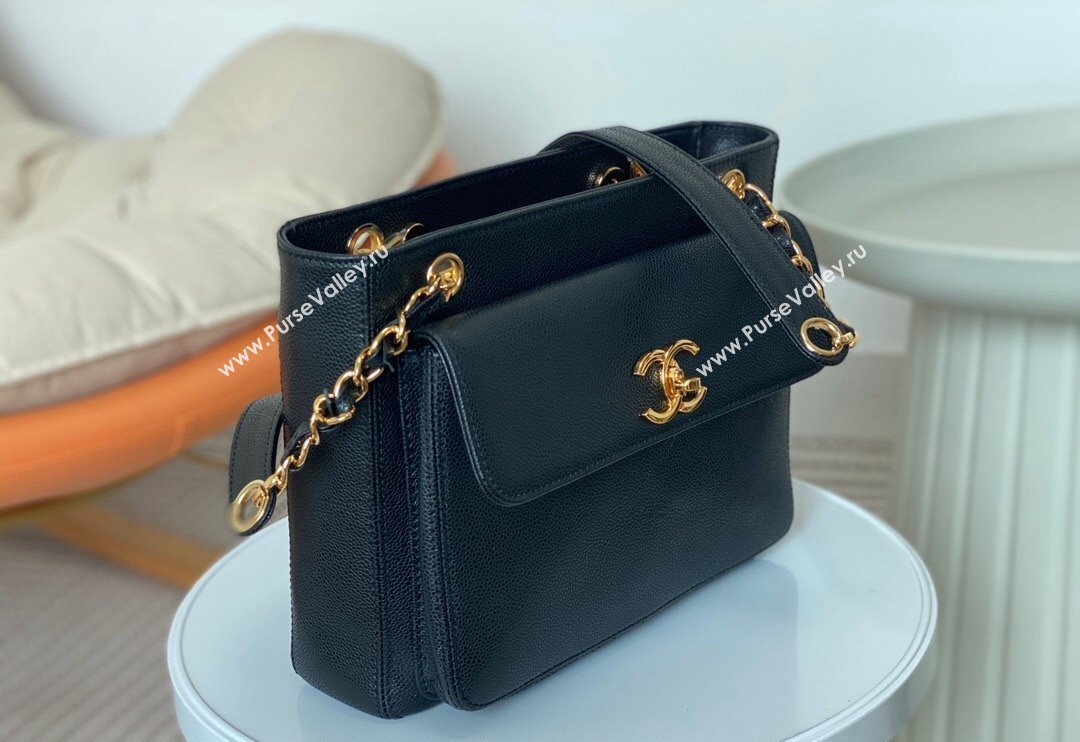 Chanel Grained Calfskin Shopping Bag AS6706 Black 2024 (SM-240926034)