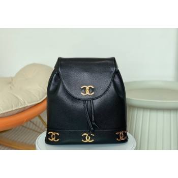 Chanel Grained Calfskin Backpack Bag with Maxi CC Black 2024 A06632 (SM-240926036)