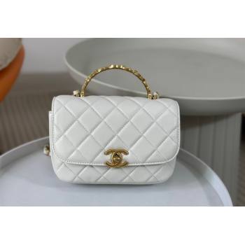 Chanel Lambskin Mini Messenger Flap bag with CC Top Handle White 2024 AS4808 (SM-240926037)