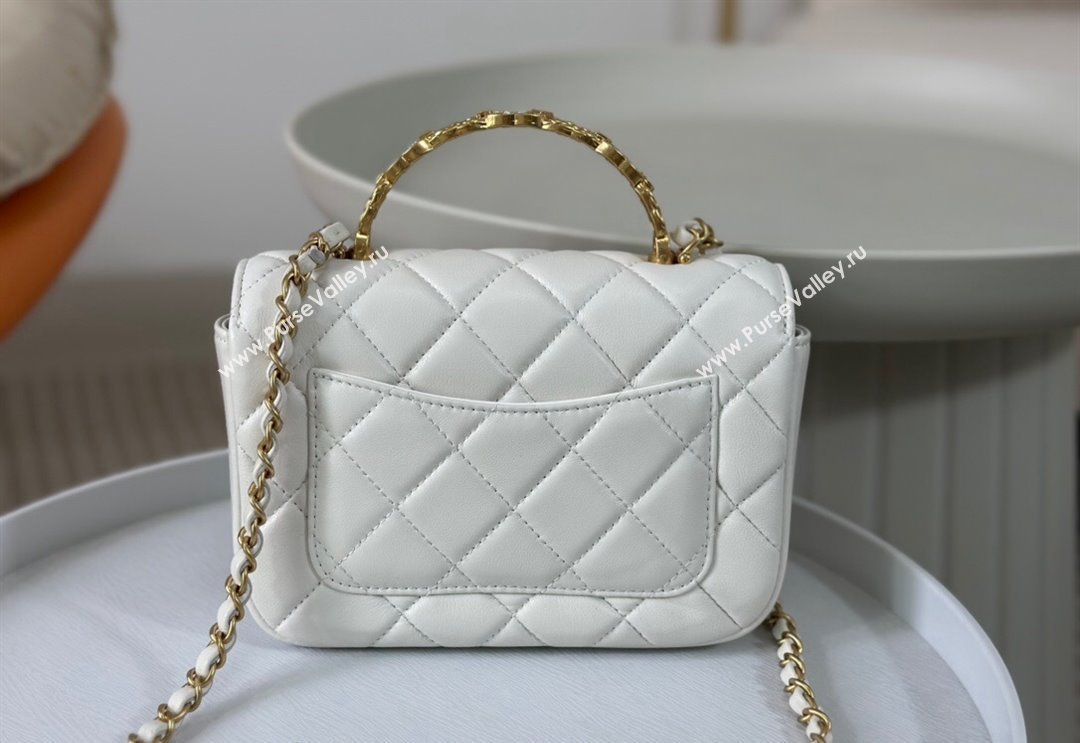 Chanel Lambskin Mini Messenger Flap bag with CC Top Handle White 2024 AS4808 (SM-240926037)