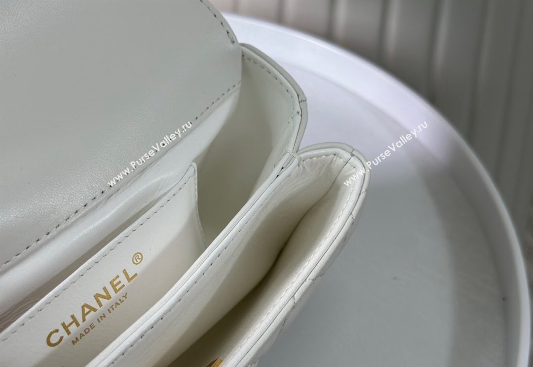 Chanel Lambskin Mini Messenger Flap bag with CC Top Handle White 2024 AS4808 (SM-240926037)