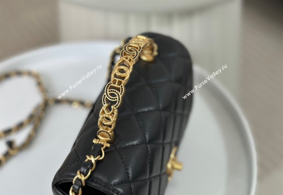 Chanel Lambskin Mini Messenger Flap bag with CC Top Handle Black 2024 AS4808 (SM-240926038)